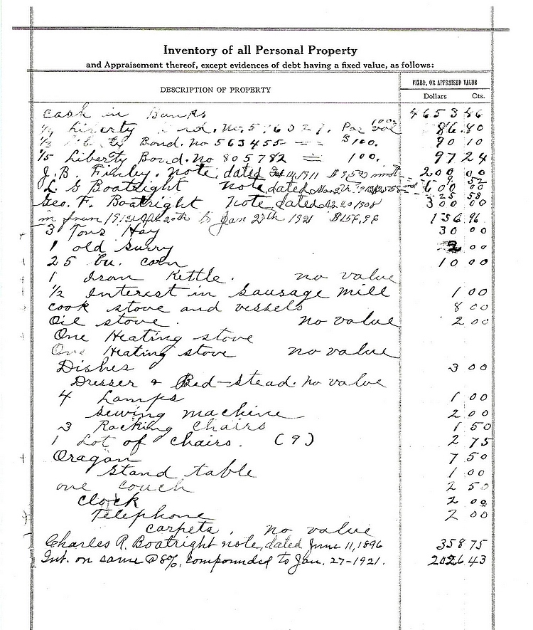 William Greene Boatright Estate: