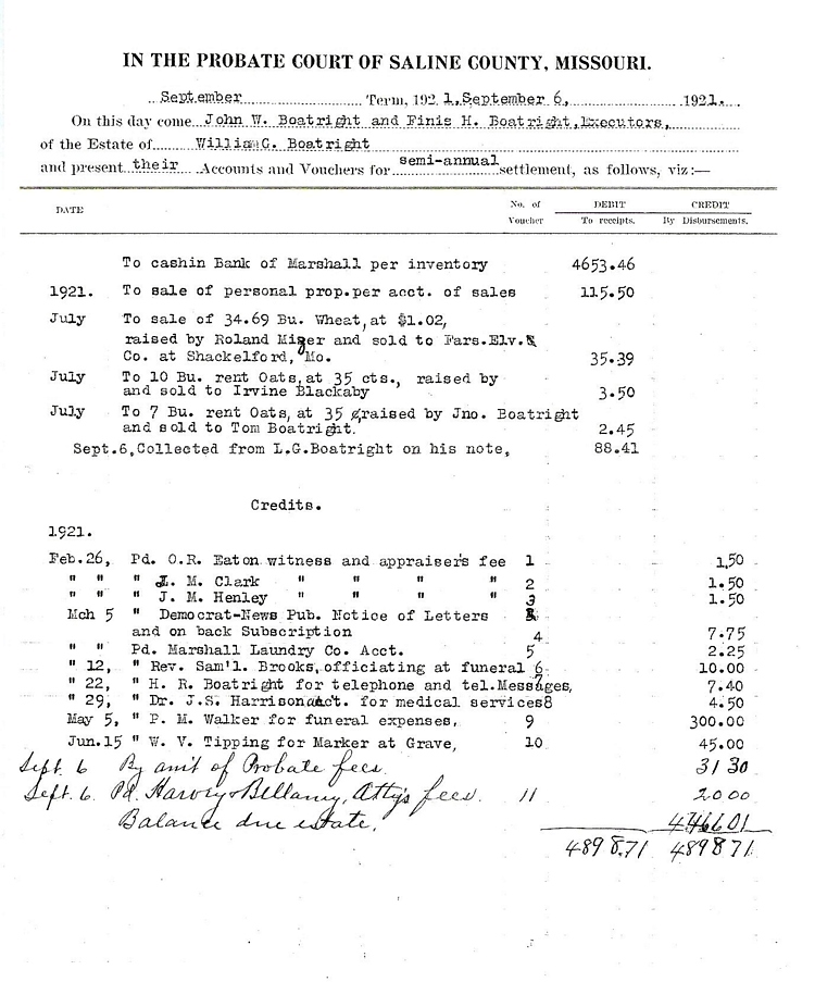 William Greene Boatright Estate: