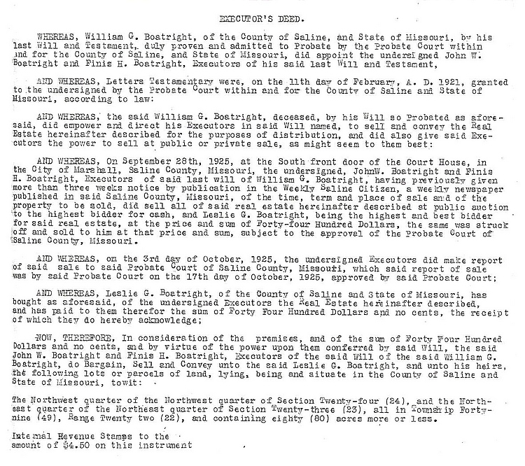 William Greene Boatright Estate: