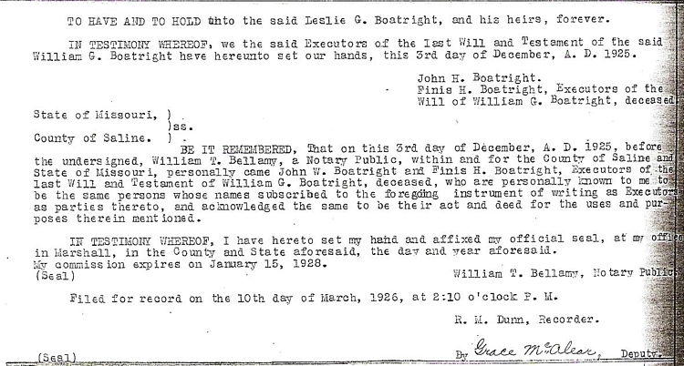 William Greene Boatright Estate: