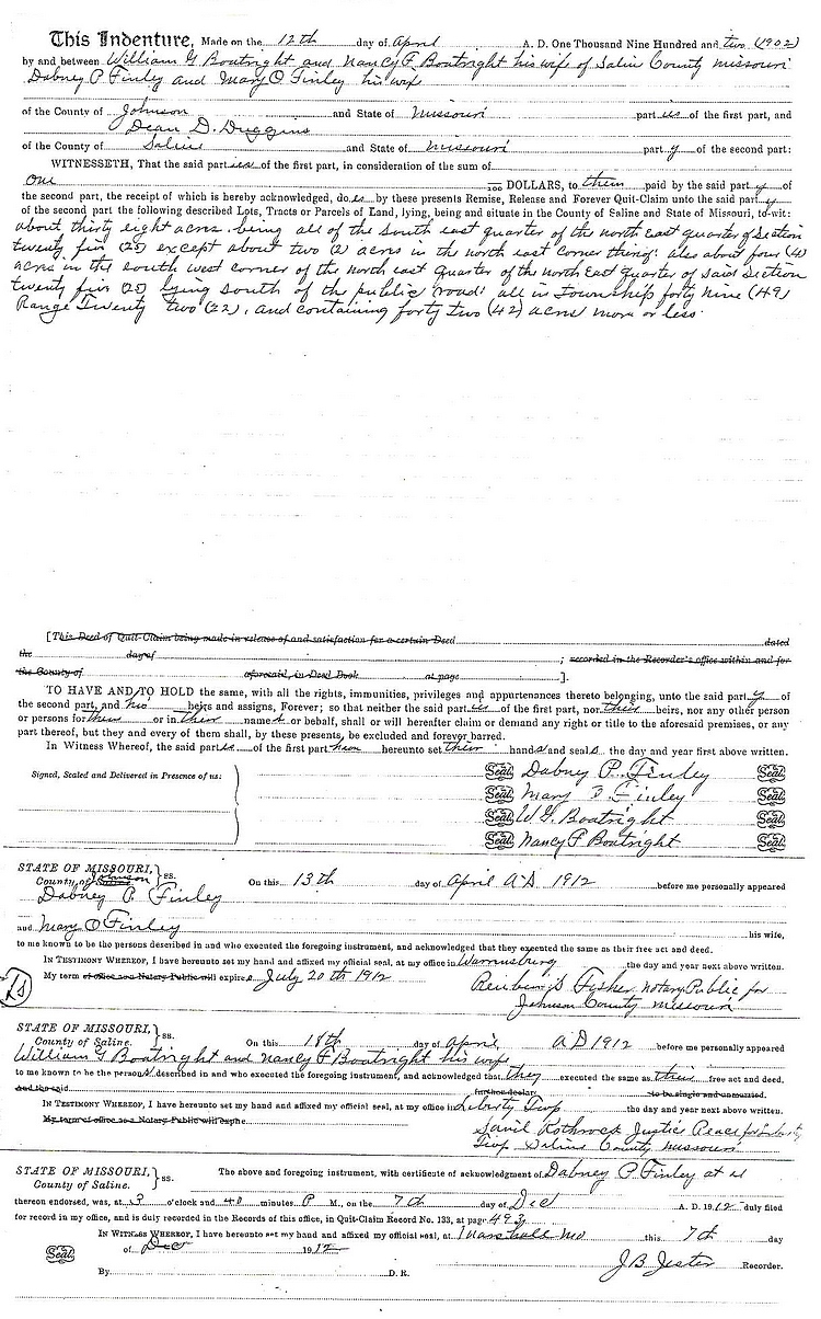 William Greene Boatright Land Sale 1912: