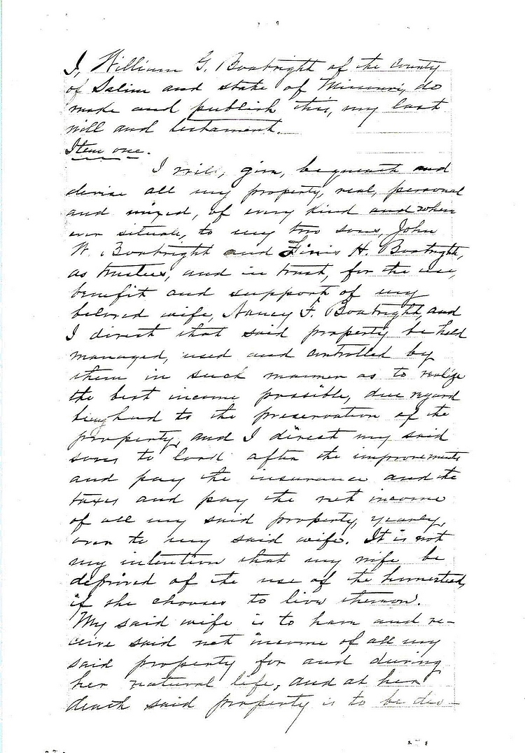 William Greene Boatright Will: