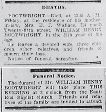 William Henry Bootwright Obit