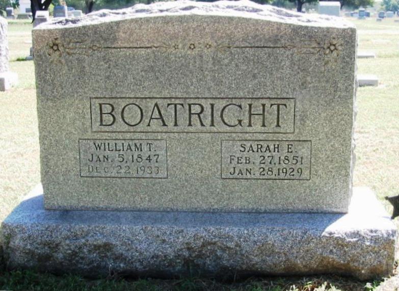 William Taylor Boatright and Sarah Ellen Burger Gravestone