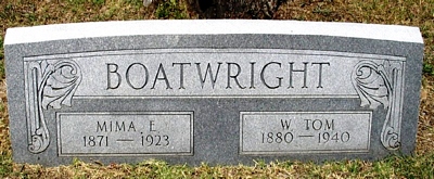 William Thomas and Mima Elizabeth Bates Boatwright Gravestone