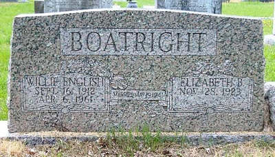 Willie English Boatright Gravestone
