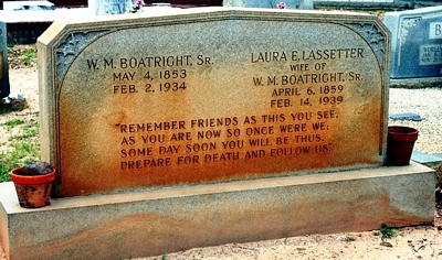 Willis Marion and Laura Elizabeth Lassetter Boatright Gravestone