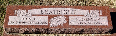 John Taylor and Florence Verona Grice Boatright Gravestone: