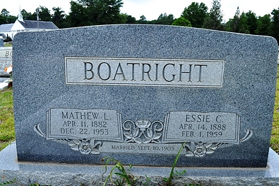 Matthew Lewis and Essie Lena Coleman Boatright Gravestone: