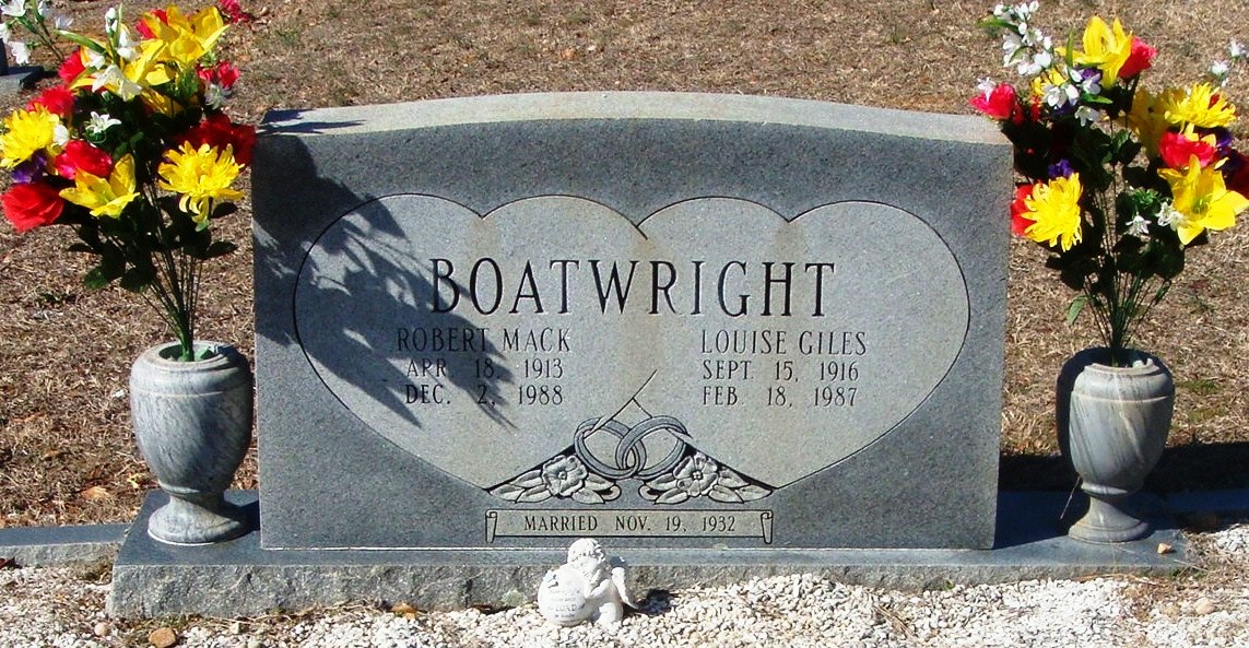Robert Mack and Annie Louise Giles Boatwright Gravestone