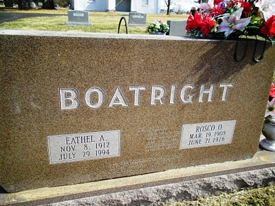 Roscoe Oscar and Eathel Agnes Gaddy Boatright Gravestone