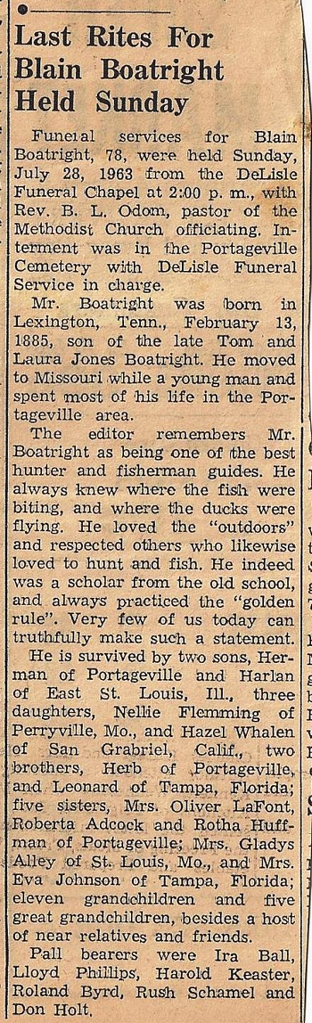 Thomas Blaine Boatright Wells Obit