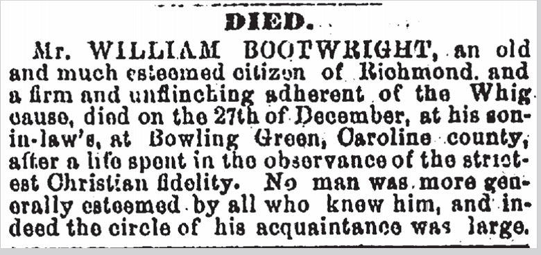 William Bootwright Obit
