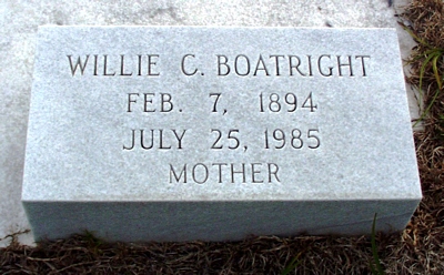 Willie Corine Coleman Boatright Gravestone: